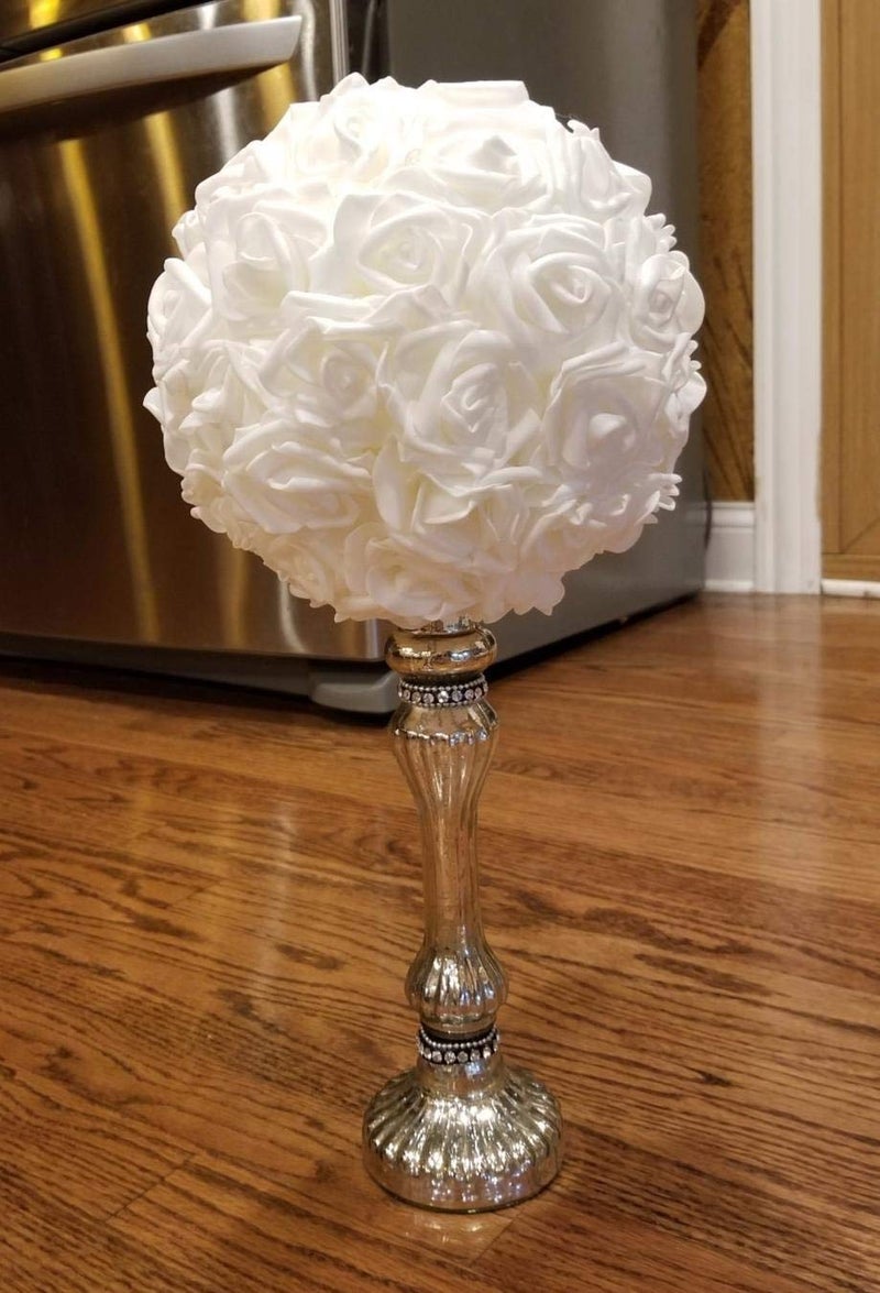 Lightingsky 3 x 1.6 x 3 inches 100pcs DIY Real Touch 3D Artificial Foam Rose Head Without Stem for Wedding Party Home Decoration (White) - Image 3